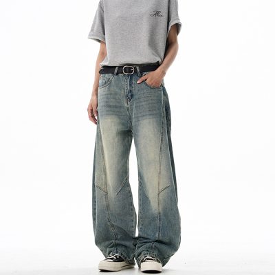 men's distressed 3D cut jeans American style