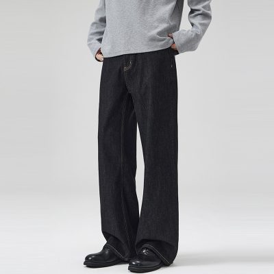 Men's Dark Blue Classic Flared Jeans - Front View