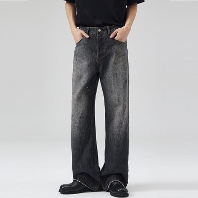 Men's AC Style Black Ink Splash Flared Jeans