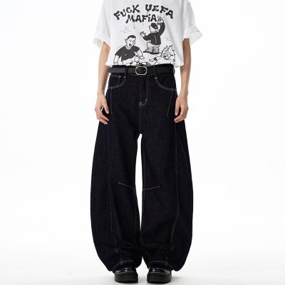 Unisex American Retro Baggy Fit Blue Denim Jeans