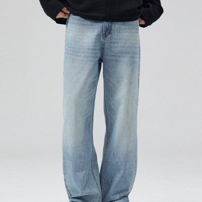 Men's Light Wash Slim Flared Jeans - Front View