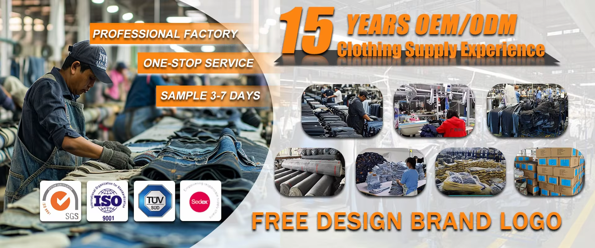 OEM baggy jeans production process in denim factory
