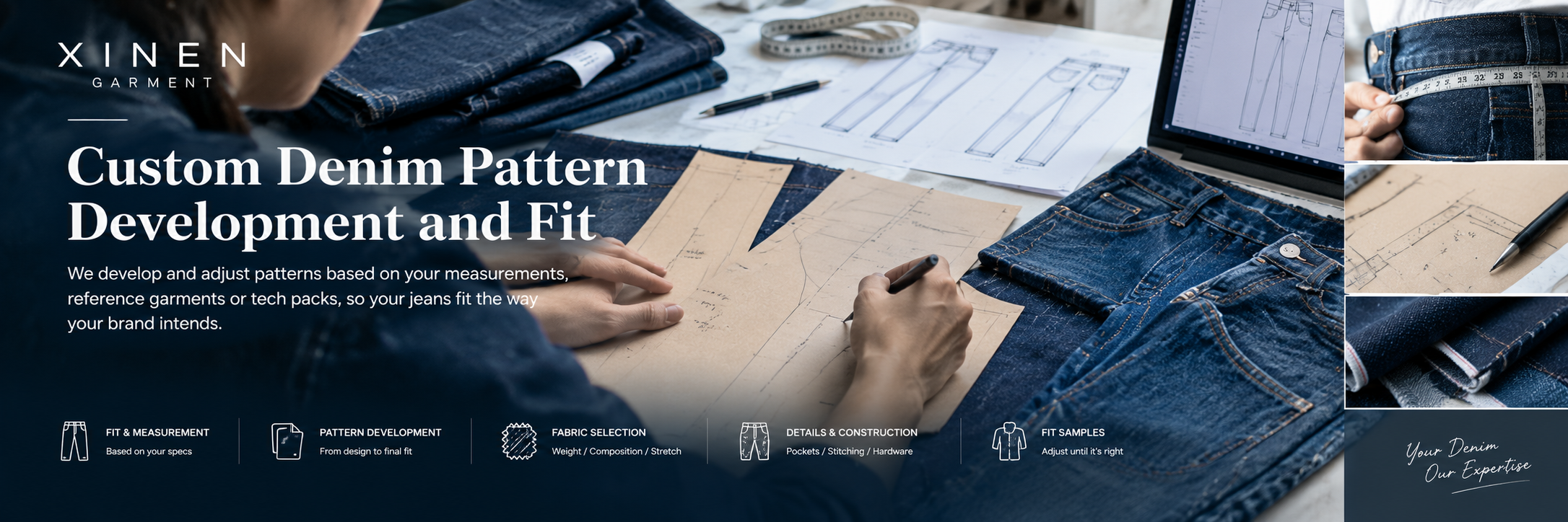 custom denim pattern development and fit sampling