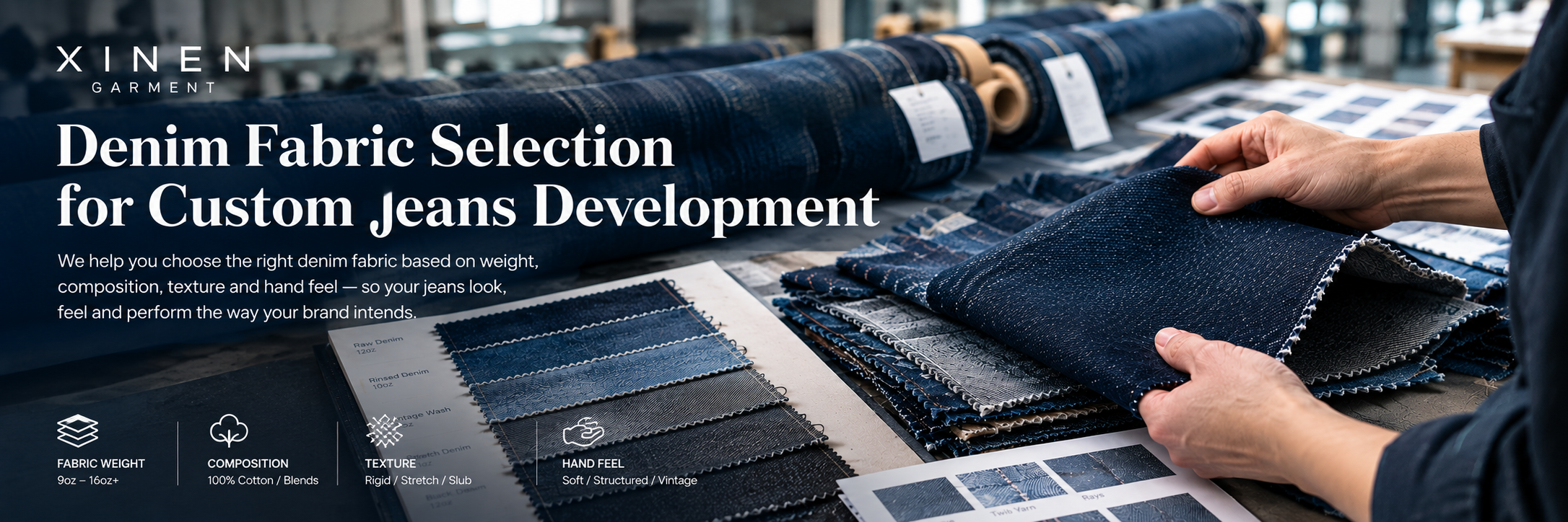 denim fabric selection for custom jeans development